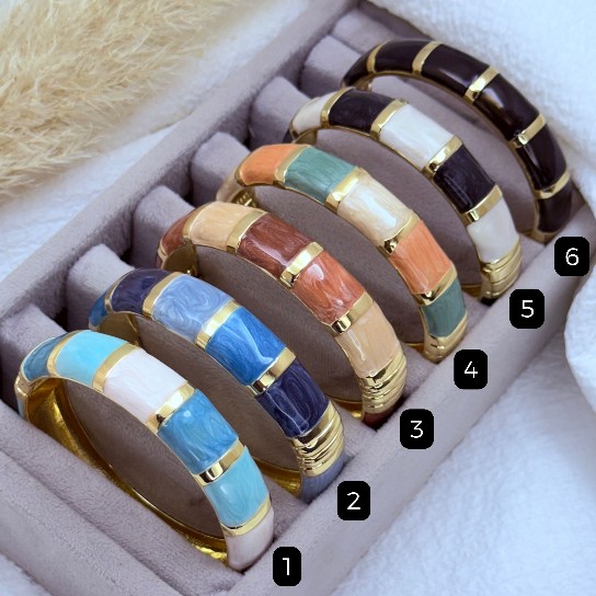 دستبند النگویی میناکاری مدل راه راه